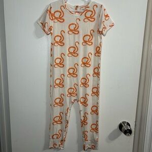 Kate Quinn Orange Snake Print Kids Romper